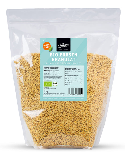 Die beste Alternative zu Hack, egal ob aus Fleisch oder Soja - unser Bio Erbsen Granulat von planeo!