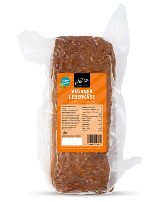 Der Vegane Leberkäse 1kg von planeo ist ein wahrer Hochgenuss auf Basis von Weizenprotein.