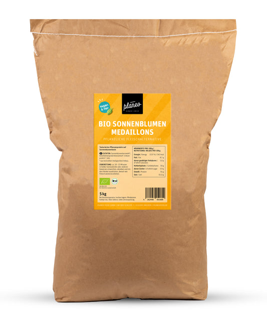 Der Großpack Bio Sonnenblumen Medaillons von planeo ist genau das richtige für Gastros, Großküchen und Catering!