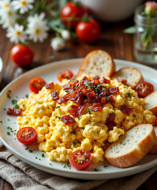 Veganes Rührei mit Bacon