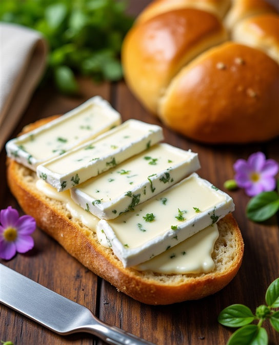 Der Mandelbert- Kräuter ist eine cremig zarte Camembert-Alternative mit frischen Kräutern.