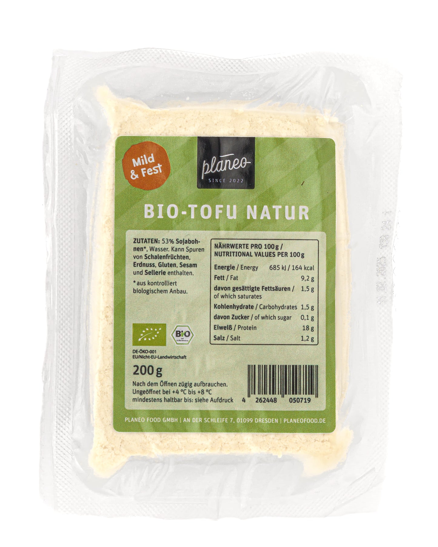 Die BIO Tofu Natur von planeo ist fest und zugleich saftig - perfekt für die Küche.