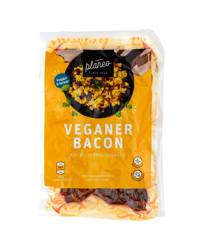 Veganer Bacon von planeo auf Weizenproteinbasis - einfach lecker und vielseitig zu verwenden!