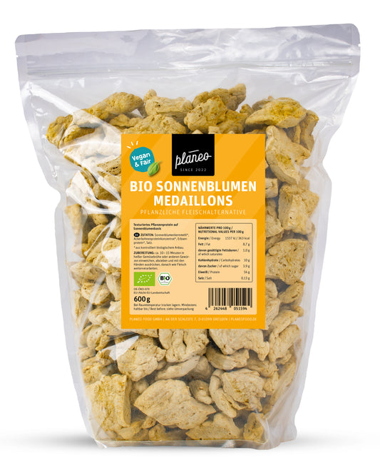 Du liebst Sonnenblumen Medaillons als veganen Fleischersatz, dann bist du bei planeo genau richtig!