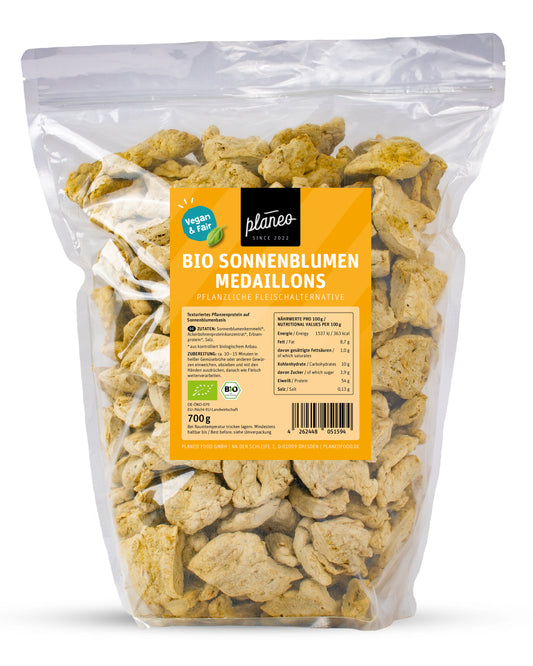 Du liebst Sonnenblumen Medaillons als veganen Fleischersatz, dann bist du bei planeo genau richtig!