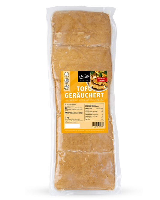 Unser Großpack Tofu Geräuchert 1kg von planeo ist ideal für Gastro und Co oder wenn es mal wieder etwas mehr sein soll.