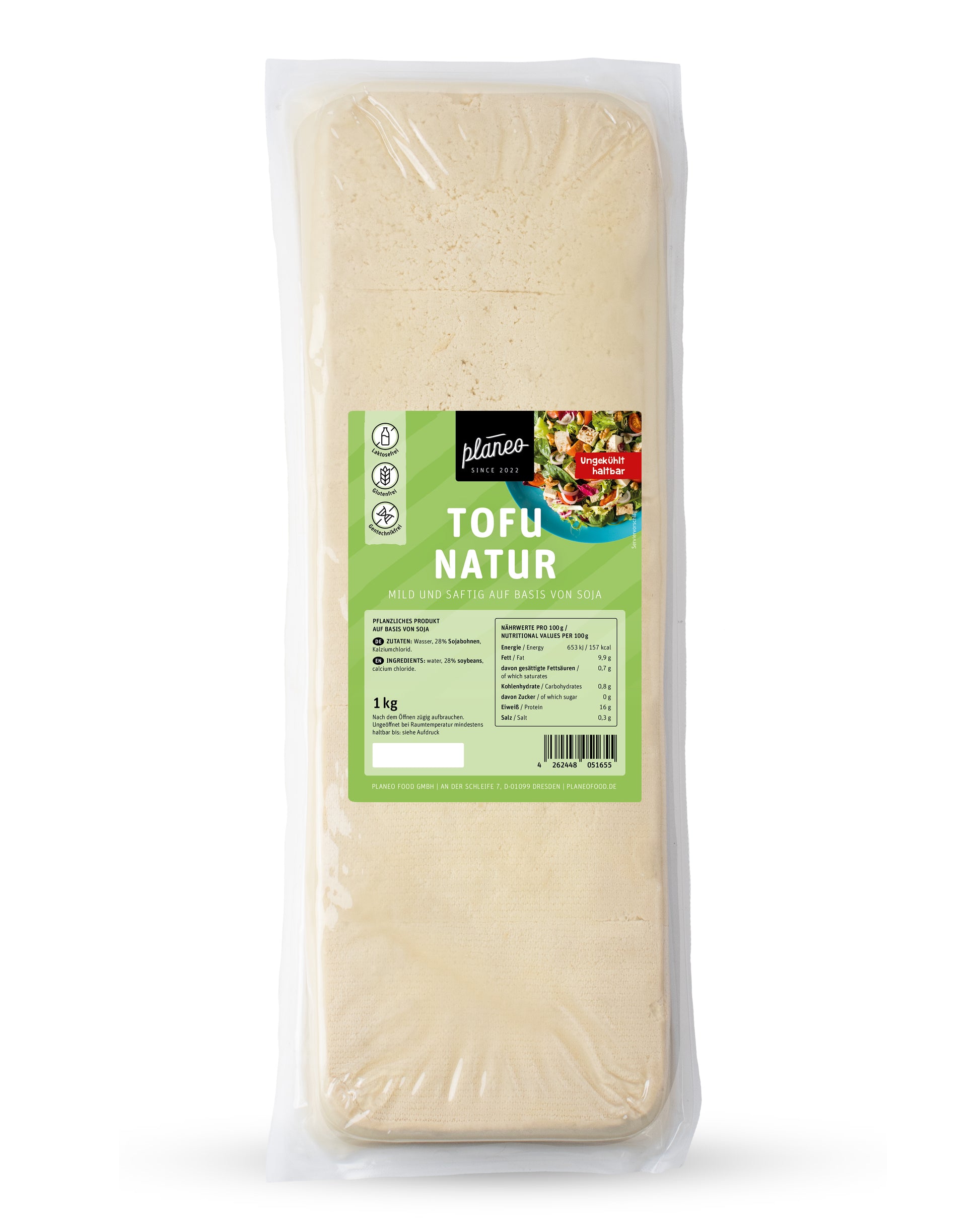 Der Tofu Natur 1kg Großpack von planeo als ungekühlte, vegane Fleischalternative ist genau das Richtige, für alle, die nicht genug von unserem Tofu bekommen können.