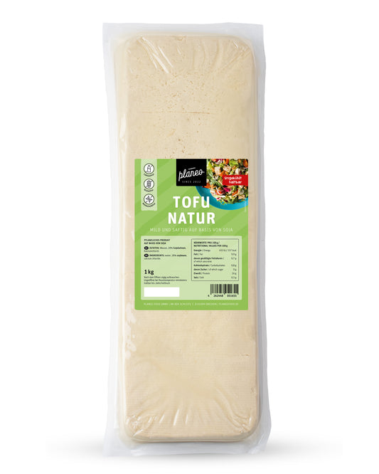 Der Tofu Natur 1kg Großpack von planeo als ungekühlte, vegane Fleischalternative ist genau das Richtige, für alle, die nicht genug von unserem Tofu bekommen können.