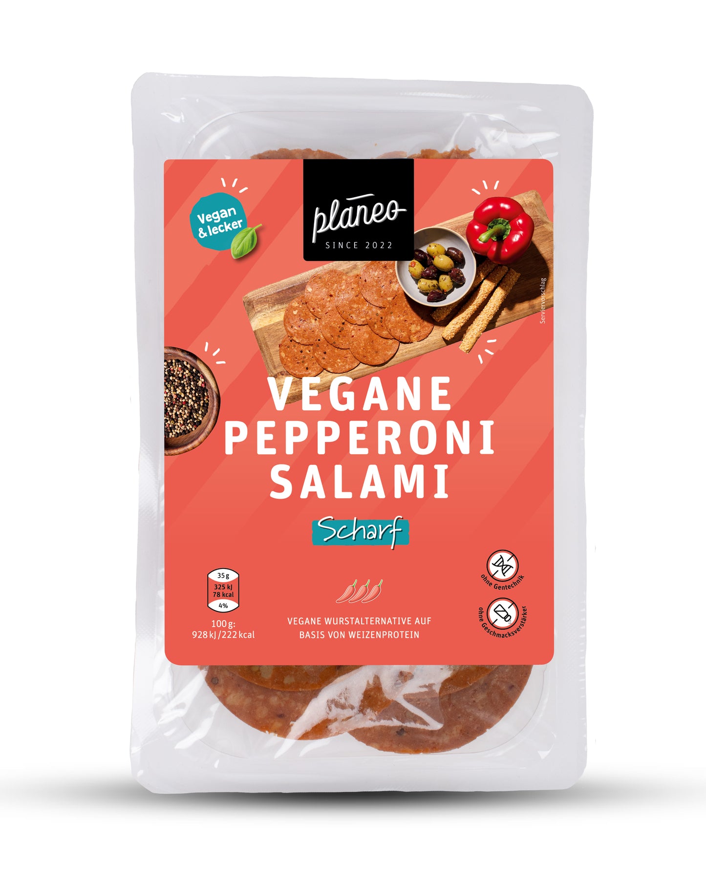 Die Peperoni-Salami von planeo überzeugt durch leckeren, feurigen Geschmack und tolle Konsistenz! 